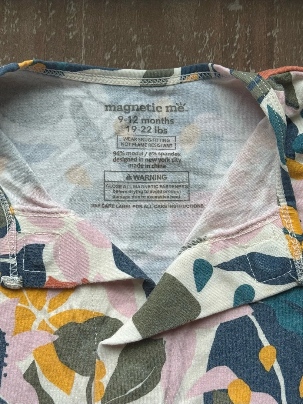 +Magnetic Me Beige Tropical Floral Footie Sleeper 9-12M Baby Girl Modal